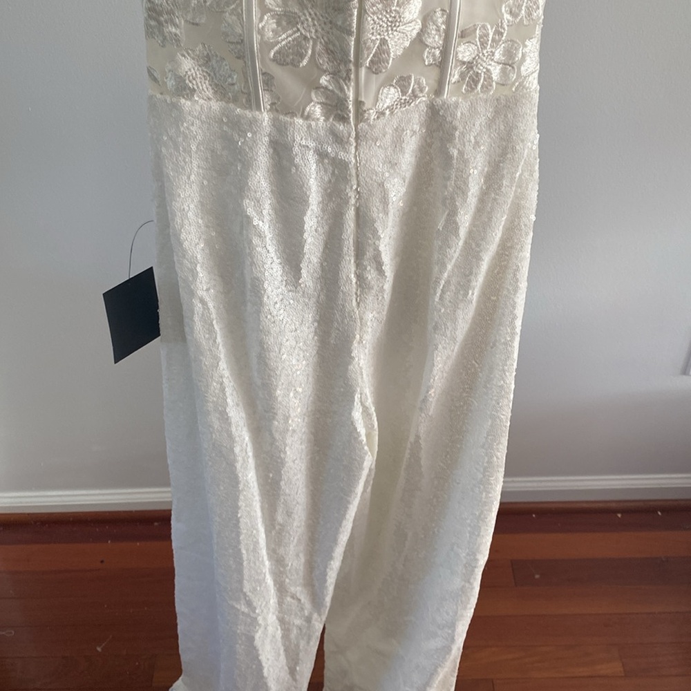 Lulus size XS BWT white sparkle jumpsuit - Picture 12 of 12